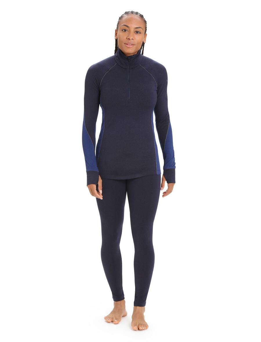 Icebreaker BodyfitZone™ Merino 260 Zone Long Sleeve Half Zip Thermal Top Női Base Layers Sötétkék Királykék Sötétkék | HU 1897CTVE